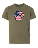 American Flag Dark Paw Print Kids 4th of July T Shirts - Mato & Hash