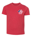 American Flag Left Chest Paw Print Kids 4th of July T Shirts - Mato & Hash