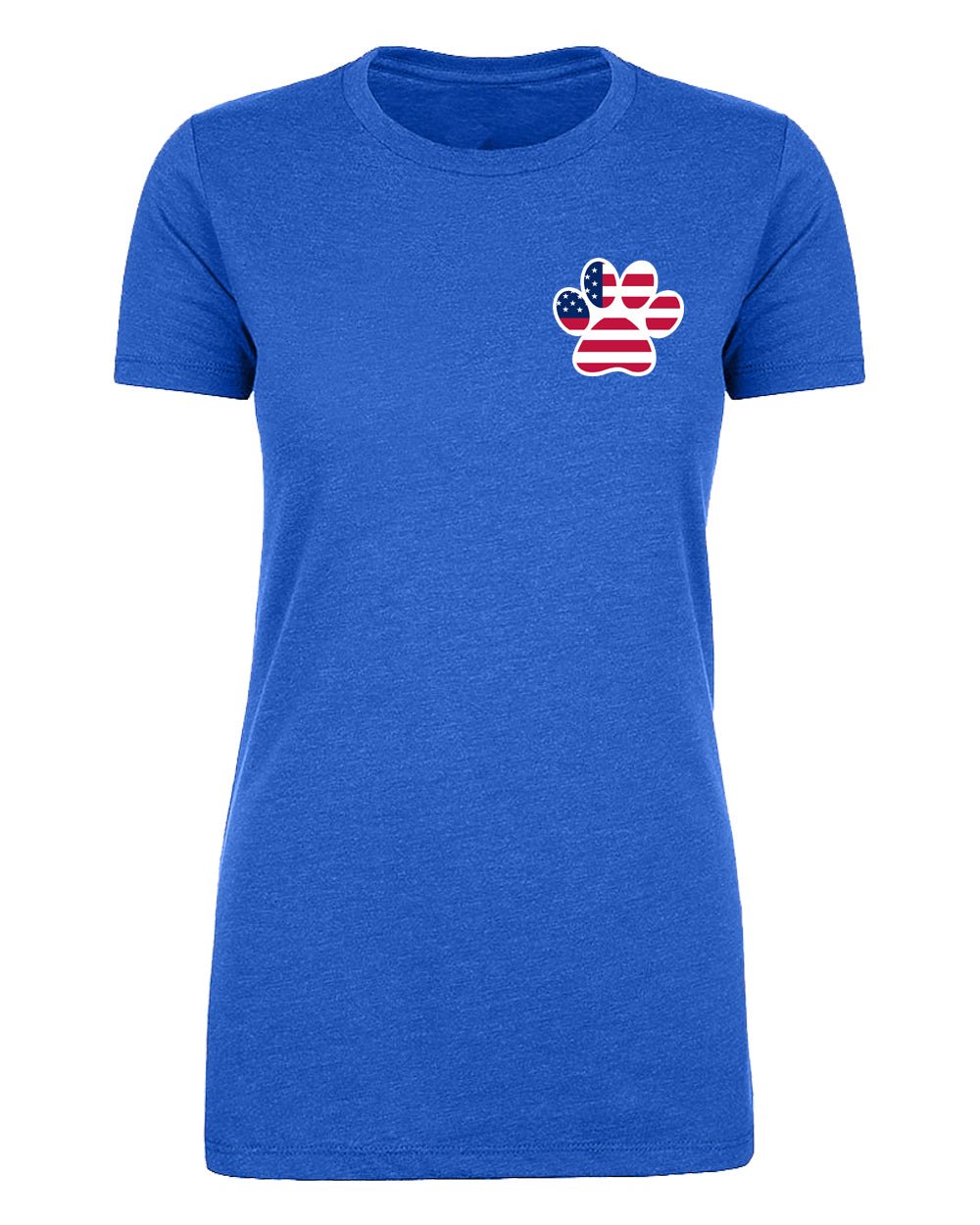 American Flag Left Chest Paw Print Womens 4th of July T Shirts - Mato & Hash