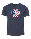 American Flag Light Paw Print Kids 4th of July T Shirts - Mato & Hash