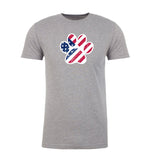 American Flag Light Paw Print Unisex 4th of July T Shirts
