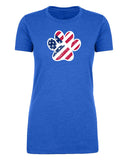 American Flag Light Paw Print Womens 4th of July T Shirts - Mato & Hash