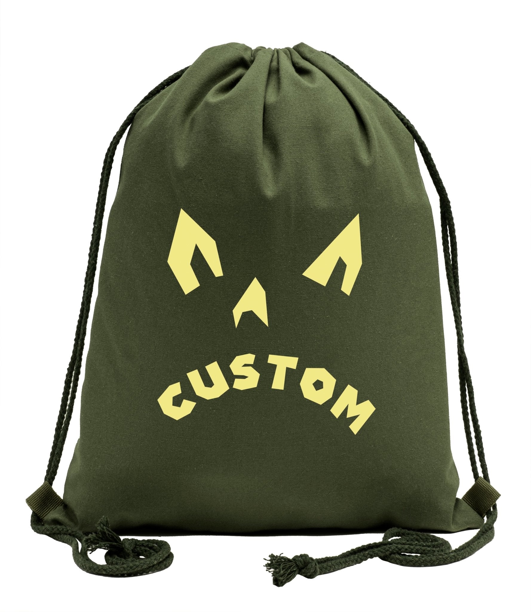 Angry Jack o Lantern Custom Cotton Halloween Drawstring Bag - Mato & Hash