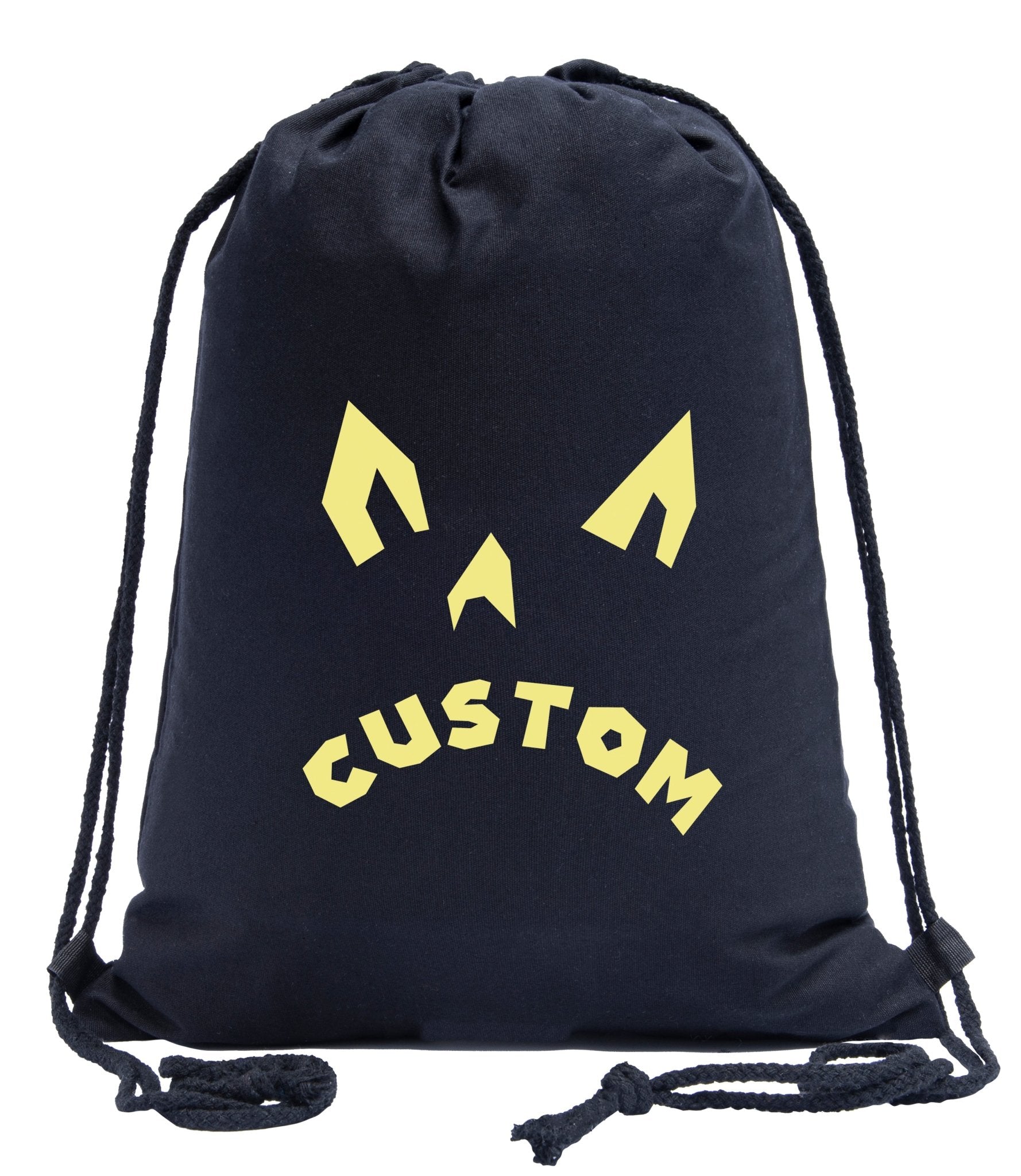 Angry Jack o Lantern Custom Cotton Halloween Drawstring Bag - Mato & Hash