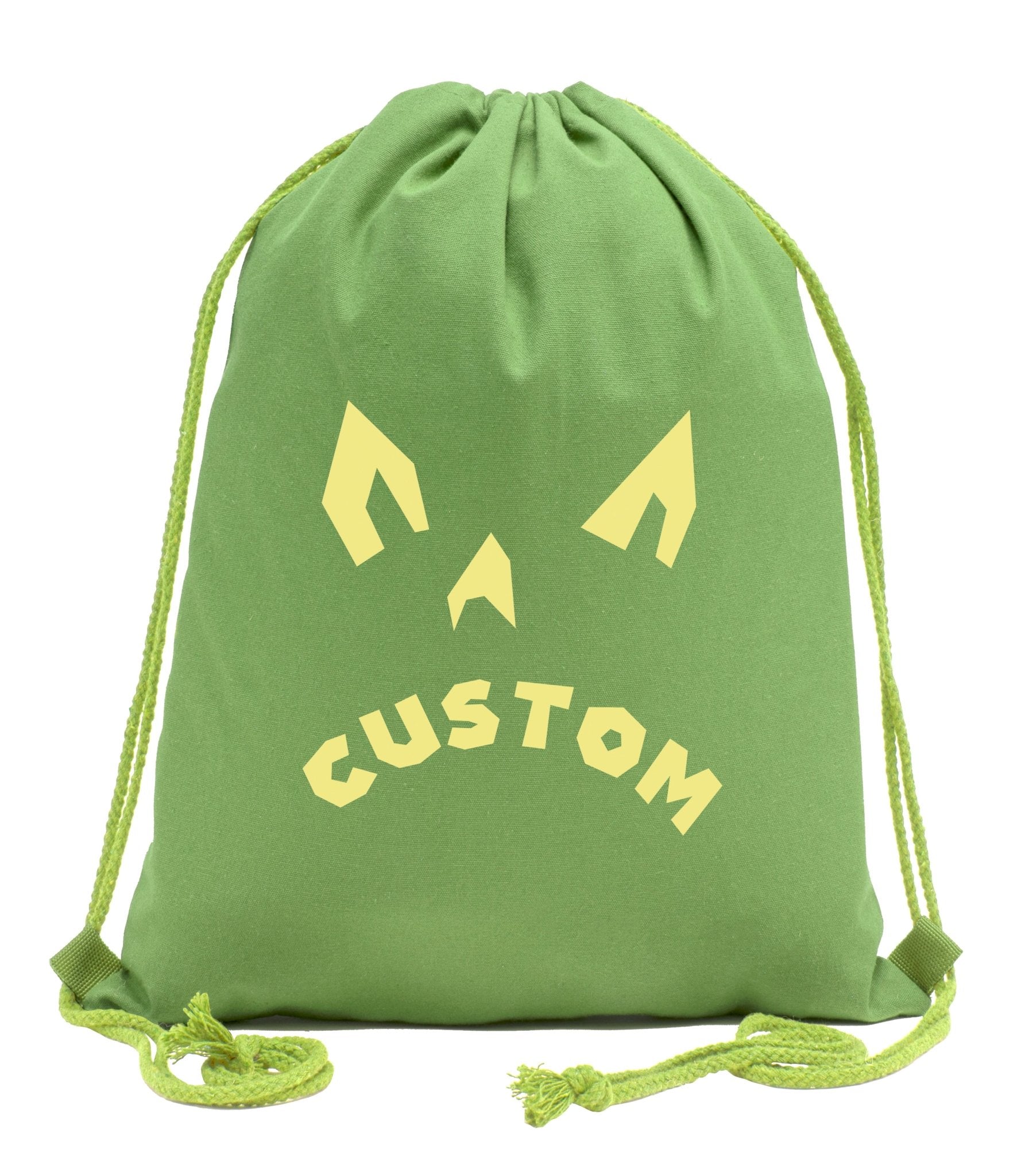 Angry Jack o Lantern Custom Cotton Halloween Drawstring Bag - Mato & Hash