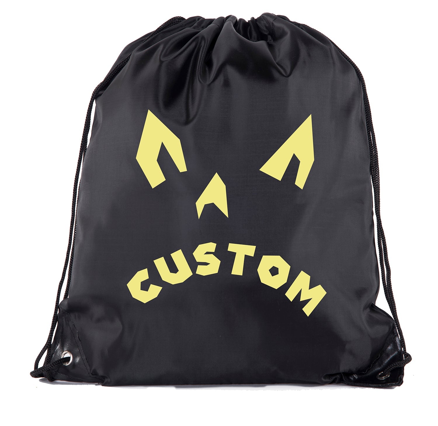 Angry Jack o Lantern Custom Polyester Halloween Drawstring Bag - Mato & Hash
