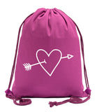 Arrow Through Heart Valentine's Day Cotton Drawstring Bag - Mato & Hash