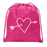 Arrow Through Heart Valentine's Day Mini Polyester Drawstring Bag - Mato & Hash