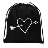 Arrow Through Heart Valentine's Day Mini Polyester Drawstring Bag