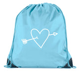 Arrow Through Heart Valentine's Day Polyester Drawstring Bag - Mato & Hash