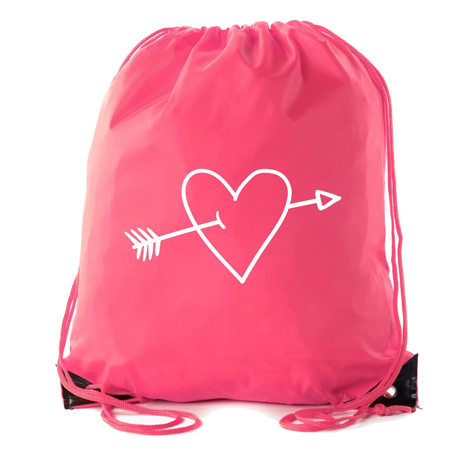 Arrow Through Heart Valentine's Day Polyester Drawstring Bag - Mato & Hash