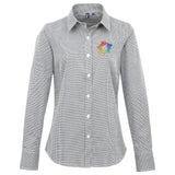 Artisan Collection by Reprime Ladies' Microcheck Gingham Long-Sleeve Cotton Shirt Embroidery