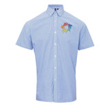 Artisan Collection by Reprime Men's Microcheck Gingham Short-Sleeve Cotton Shirt Embroidery - Mato & Hash