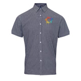 Artisan Collection by Reprime Men's Microcheck Gingham Short-Sleeve Cotton Shirt Embroidery
