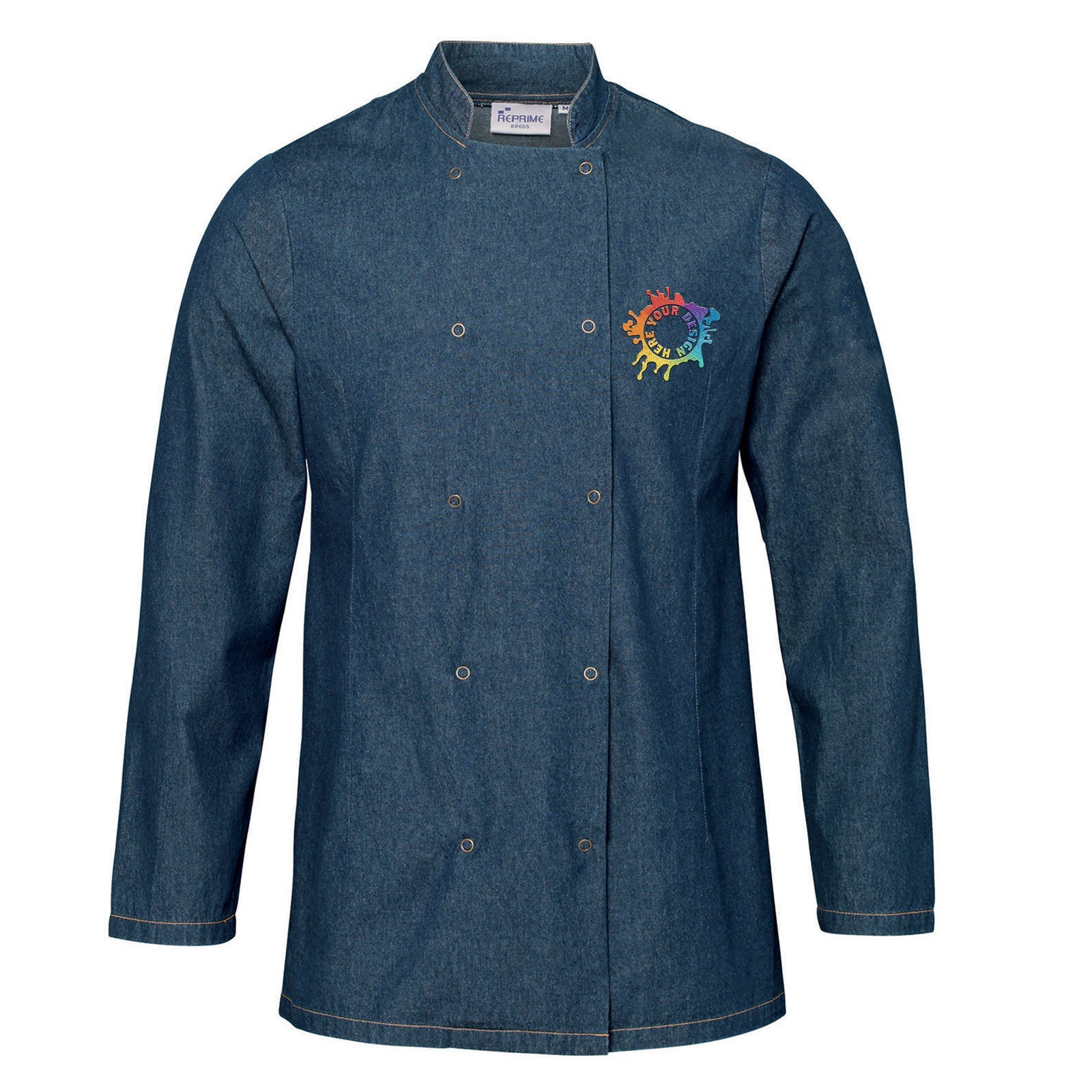 Artisan Collection by Reprime Unisex Denim Chef's Coat Embroidery - Mato & Hash