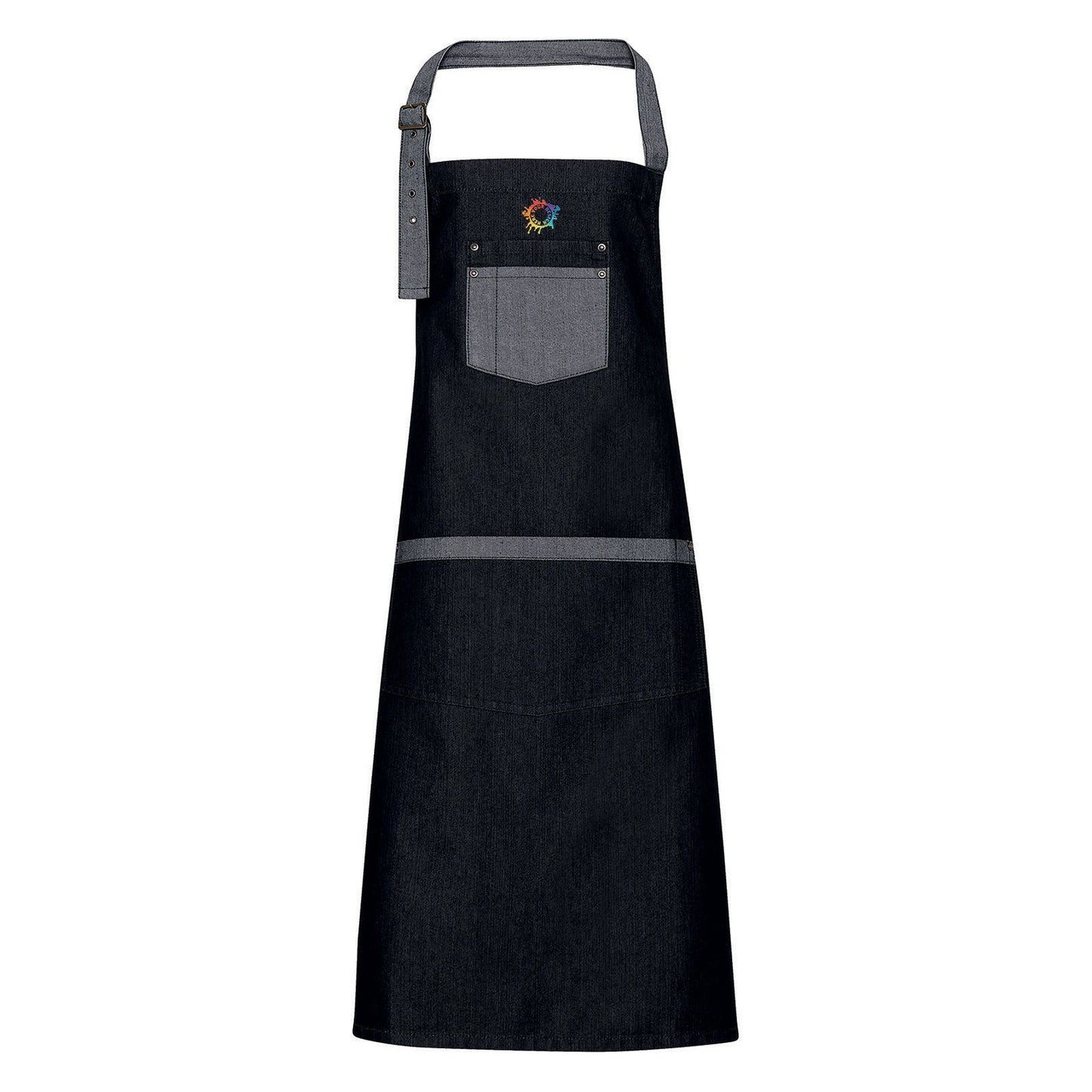 Artisan Collection by Reprime Unisex Domain Contrast Denim Bib Apron Embroidery - Mato & Hash