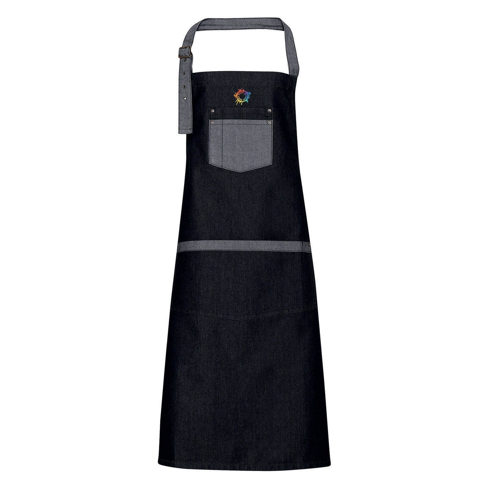 Artisan Collection by Reprime Unisex Domain Contrast Denim Bib Apron Embroidery - Mato & Hash