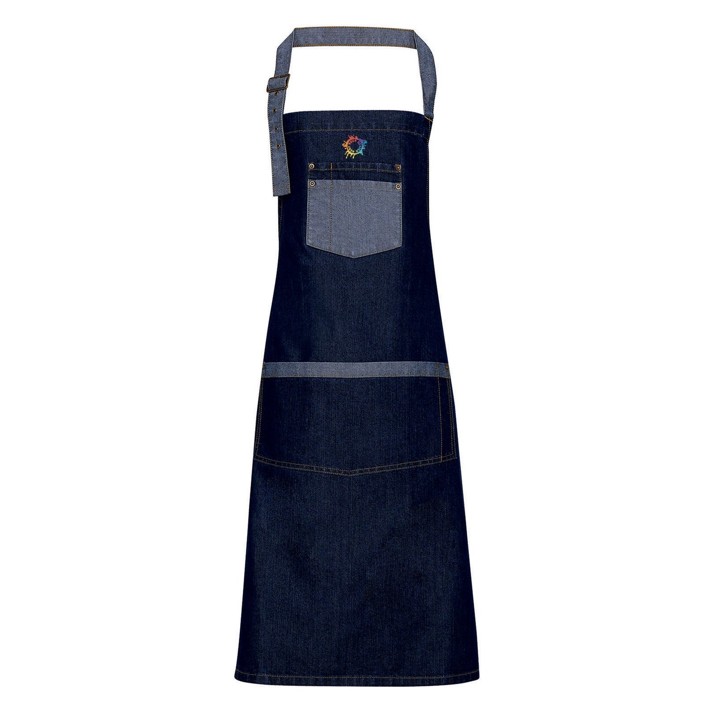 Artisan Collection by Reprime Unisex Domain Contrast Denim Bib Apron Embroidery - Mato & Hash