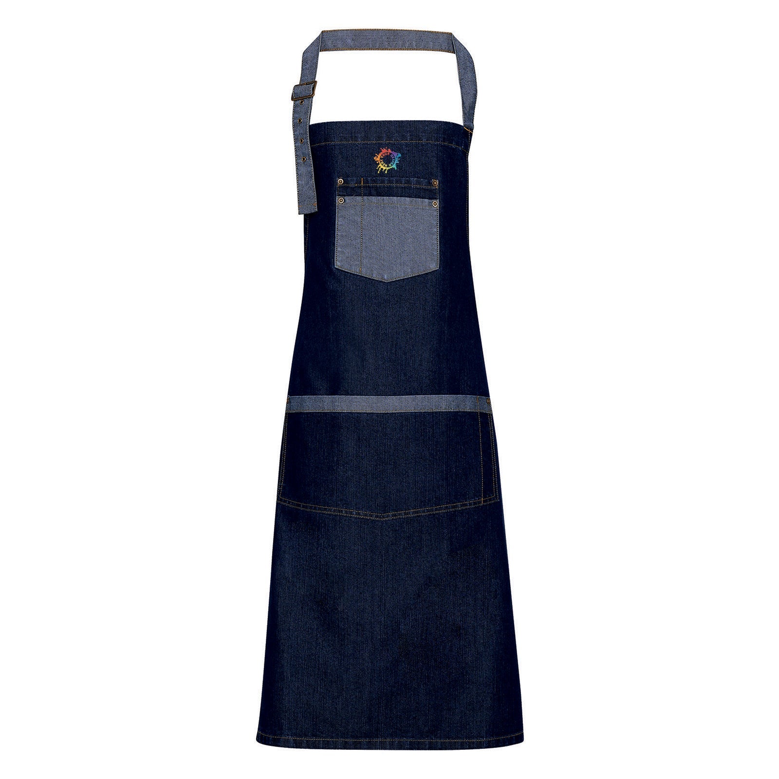 Artisan Collection by Reprime Unisex Domain Contrast Denim Bib Apron Embroidery - Mato & Hash