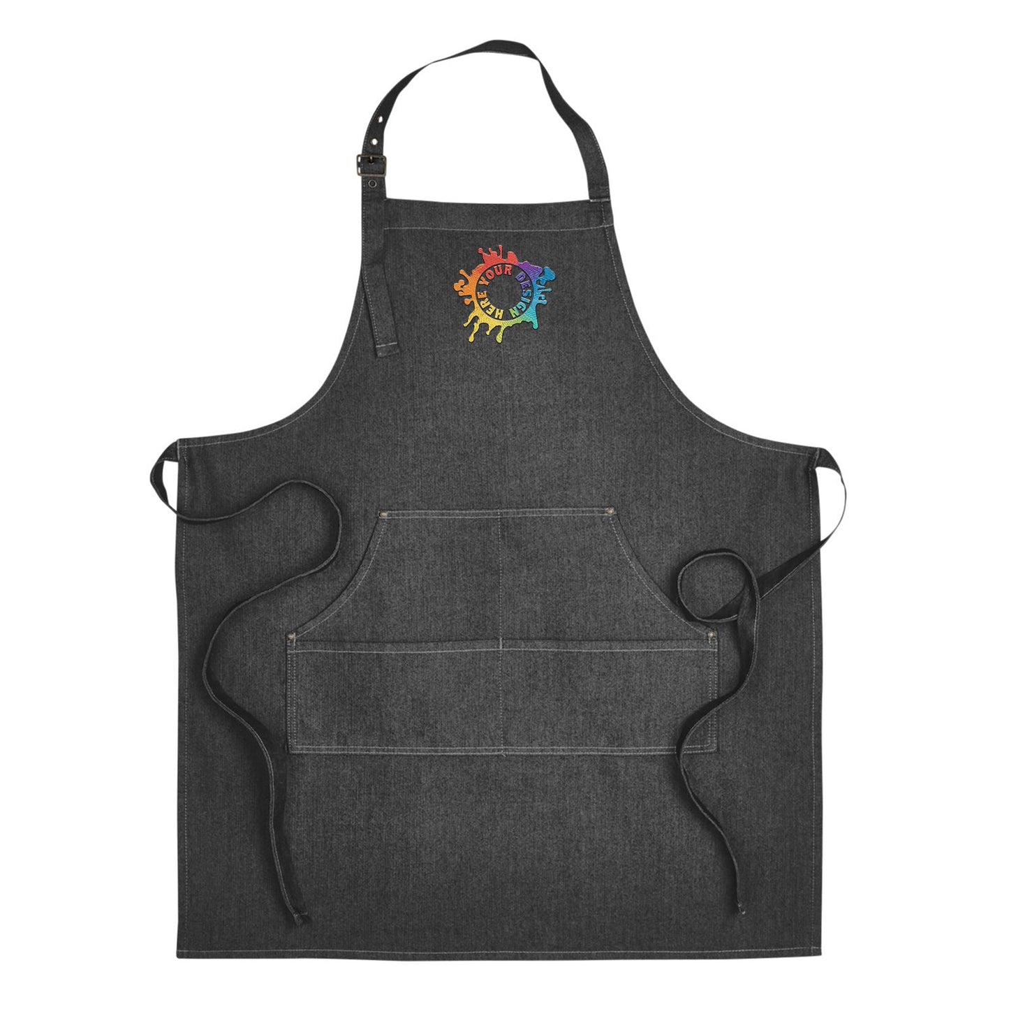 Artisan Collection by Reprime Unisex Jeans Stitch Denim Bib Apron Embroidery - Mato & Hash