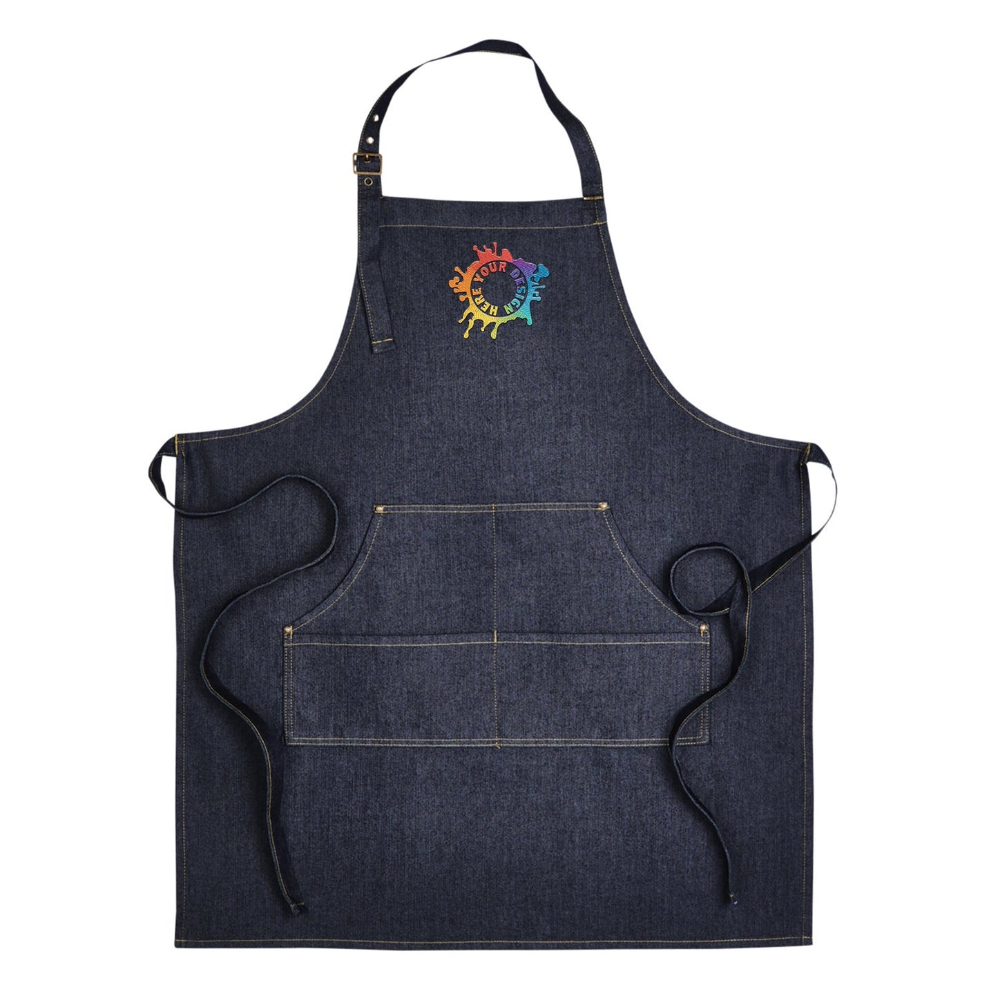 Artisan Collection by Reprime Unisex Jeans Stitch Denim Bib Apron Embroidery - Mato & Hash