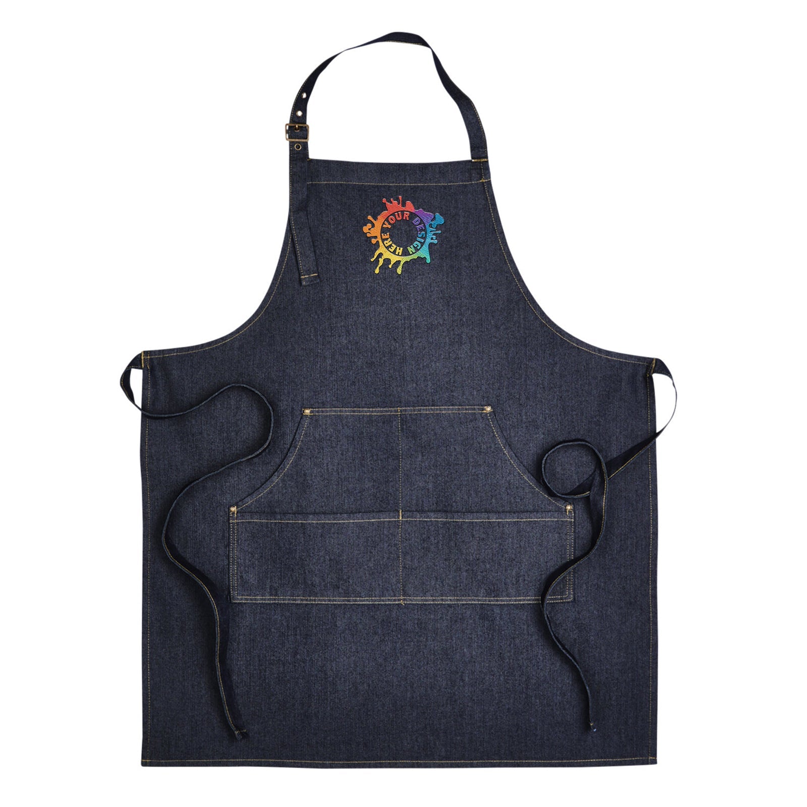 Artisan Collection by Reprime Unisex Jeans Stitch Denim Bib Apron Embroidery - Mato & Hash