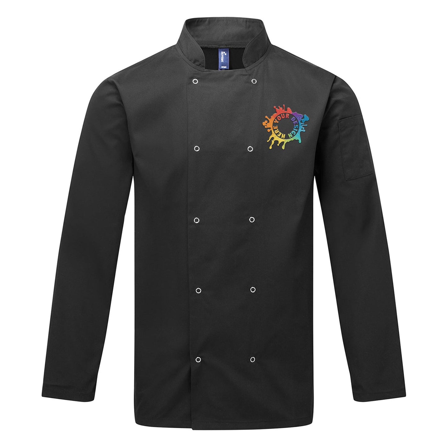 Artisan Collection by Reprime Unisex Studded Front Long-Sleeve Chef's Coat Embroidery - Mato & Hash