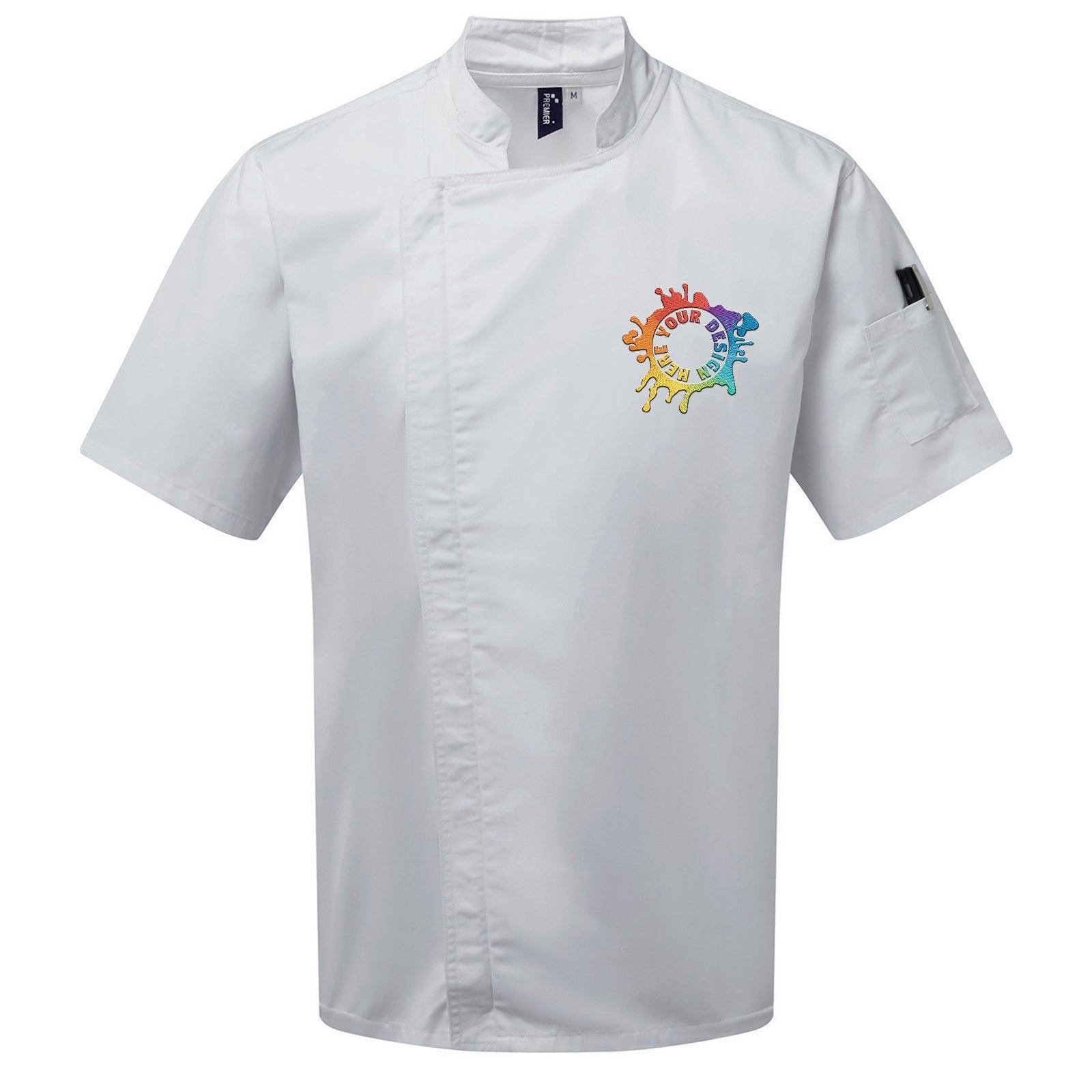 Artisan Collection by Reprime Unisex Zip-Close Short Sleeve Chef's Coat Embroidery - Mato & Hash