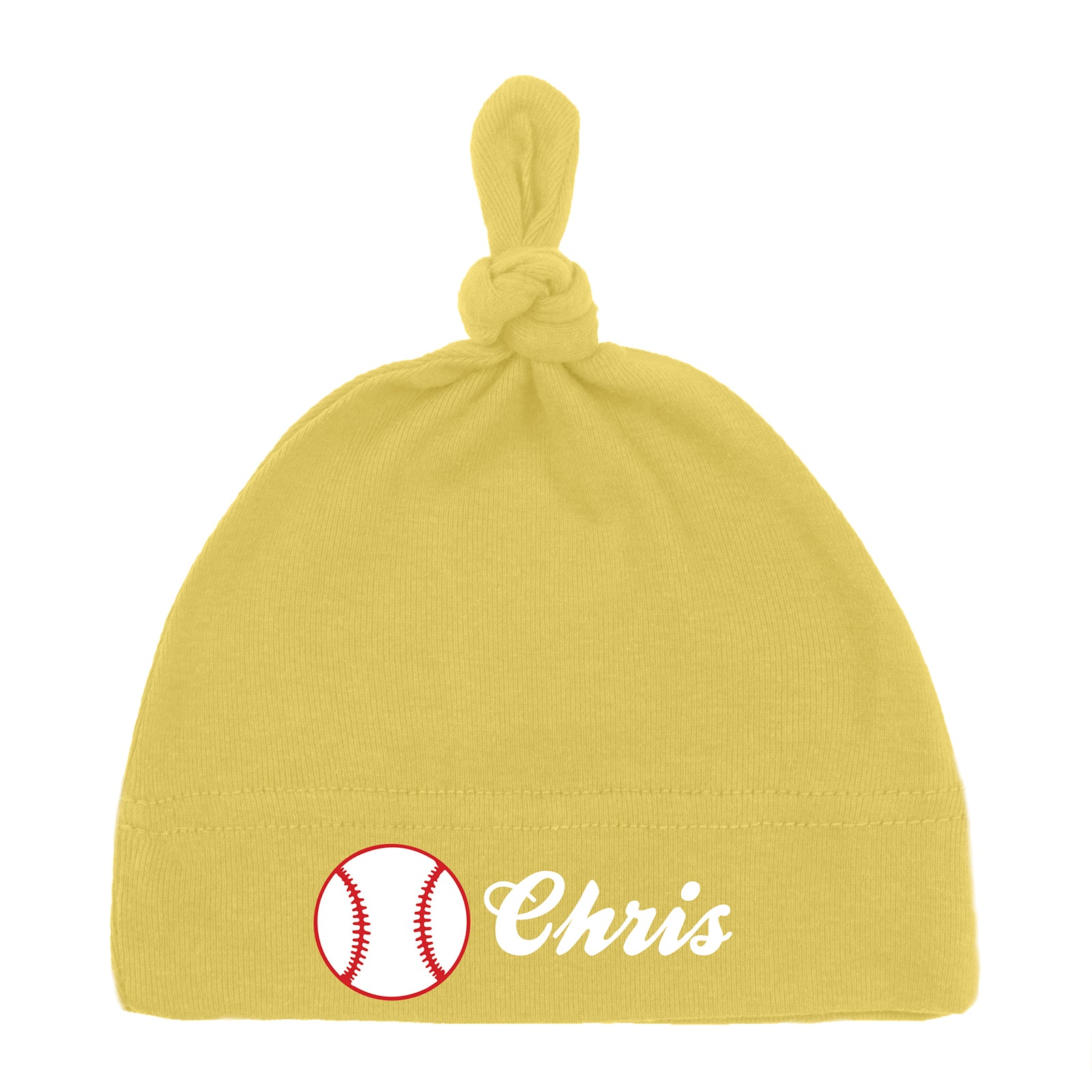 Assorted Sports Custom Name Baby Hat w/ Adjustable Top Knot - Mato & Hash