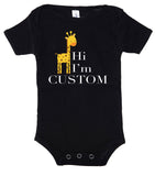 Baby Giraffe - Hi, I'm Custom Name Cotton Baby Romper