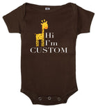 Baby Giraffe - Hi, I'm Custom Name Cotton Baby Romper - Mato & Hash