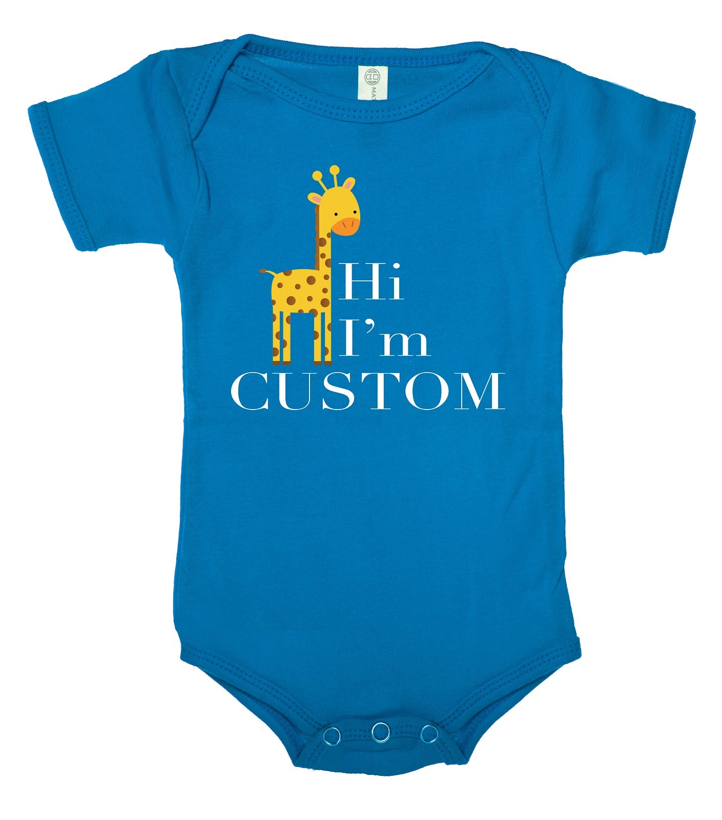 Baby Giraffe - Hi, I'm Custom Name Cotton Baby Romper - Mato & Hash