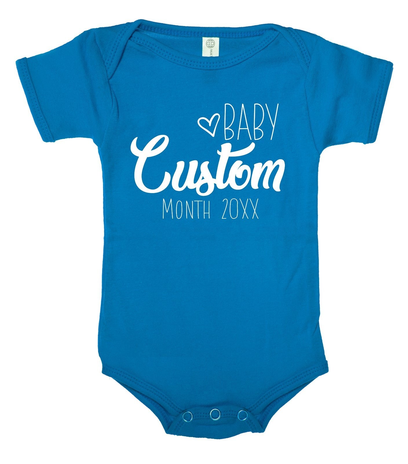 Baby Heart Custom Name & Date Cotton Baby Romper - Mato & Hash