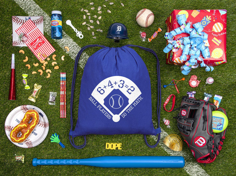 Ball Players Do the Math Baseball Cotton Drawstring Bag