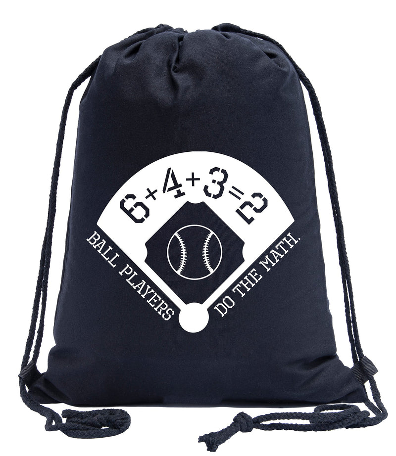 Ball Players Do the Math Baseball Cotton Drawstring Bag