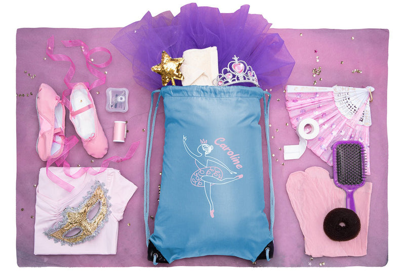 Ballerina Développé Custom Name Polyester Drawstring Bag