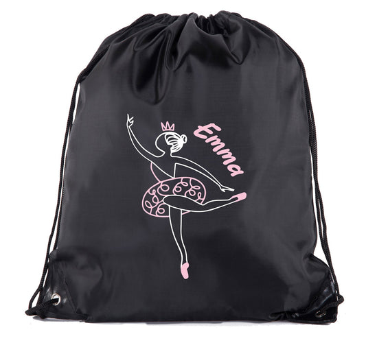 Ballerina Développé Custom Name Polyester Drawstring Bag