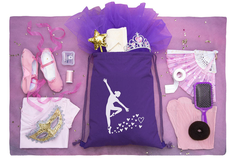 Ballerina & Hearts Cotton Drawstring Bag
