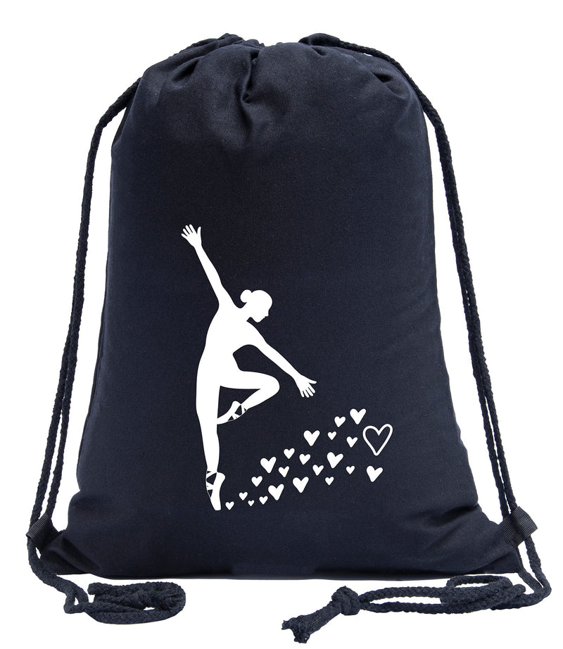 Ballerina & Hearts Cotton Drawstring Bag