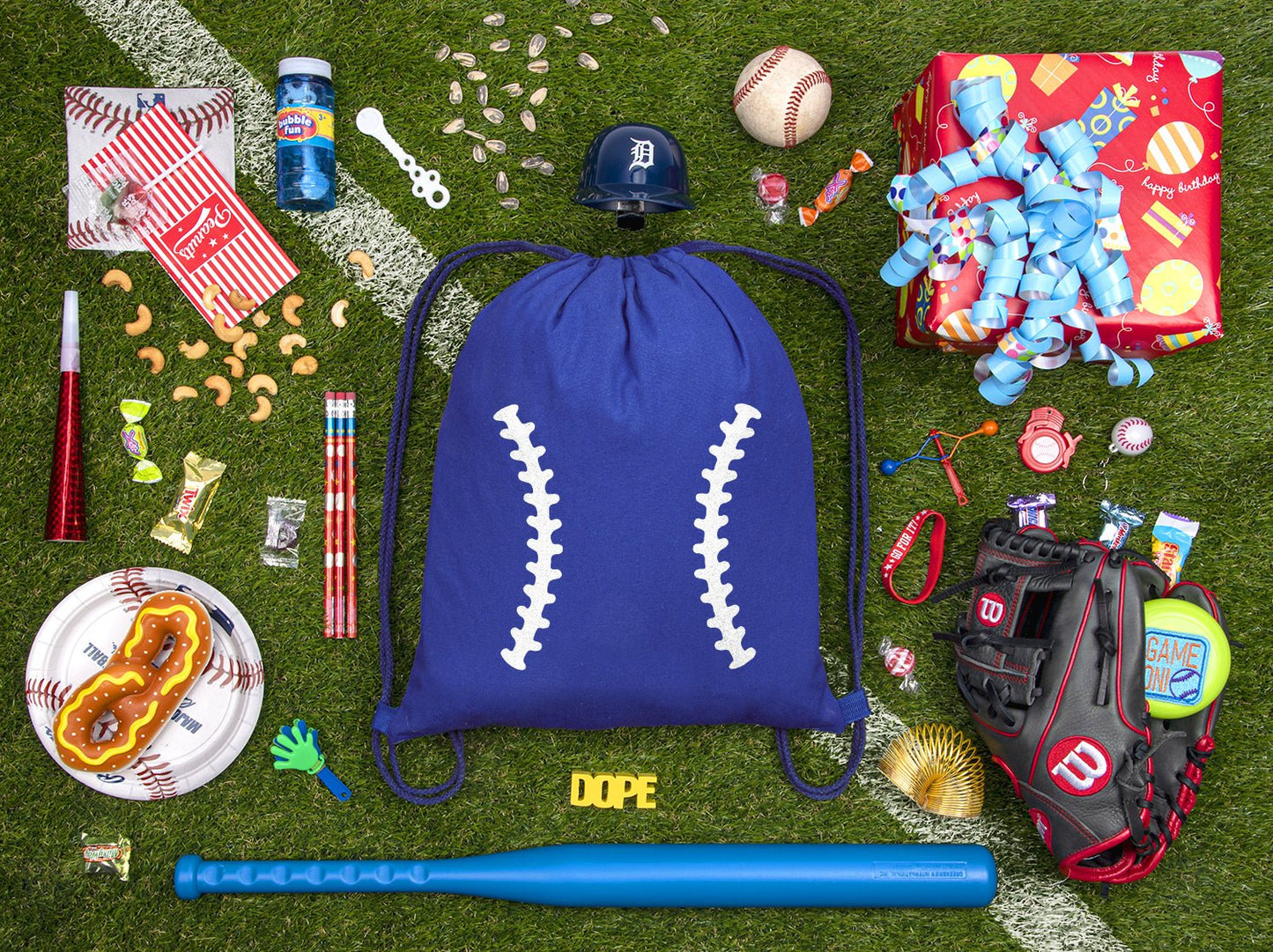 Baseball Laces Cotton Drawstring Bag