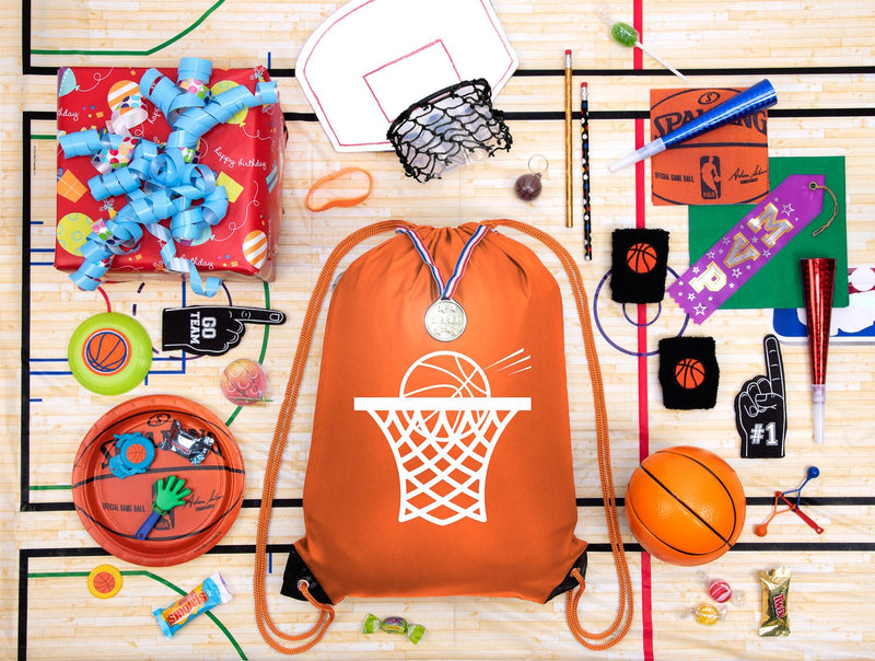 Accessory - Mato & Hash Basketball Drawstring Bags With 3,6, And 10 Pack Bulk Options - Hoop