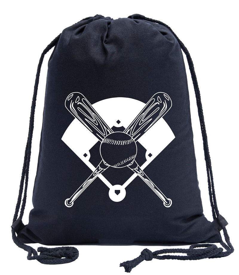 Bats, Baseball & Diamond Cotton Drawstring Bag