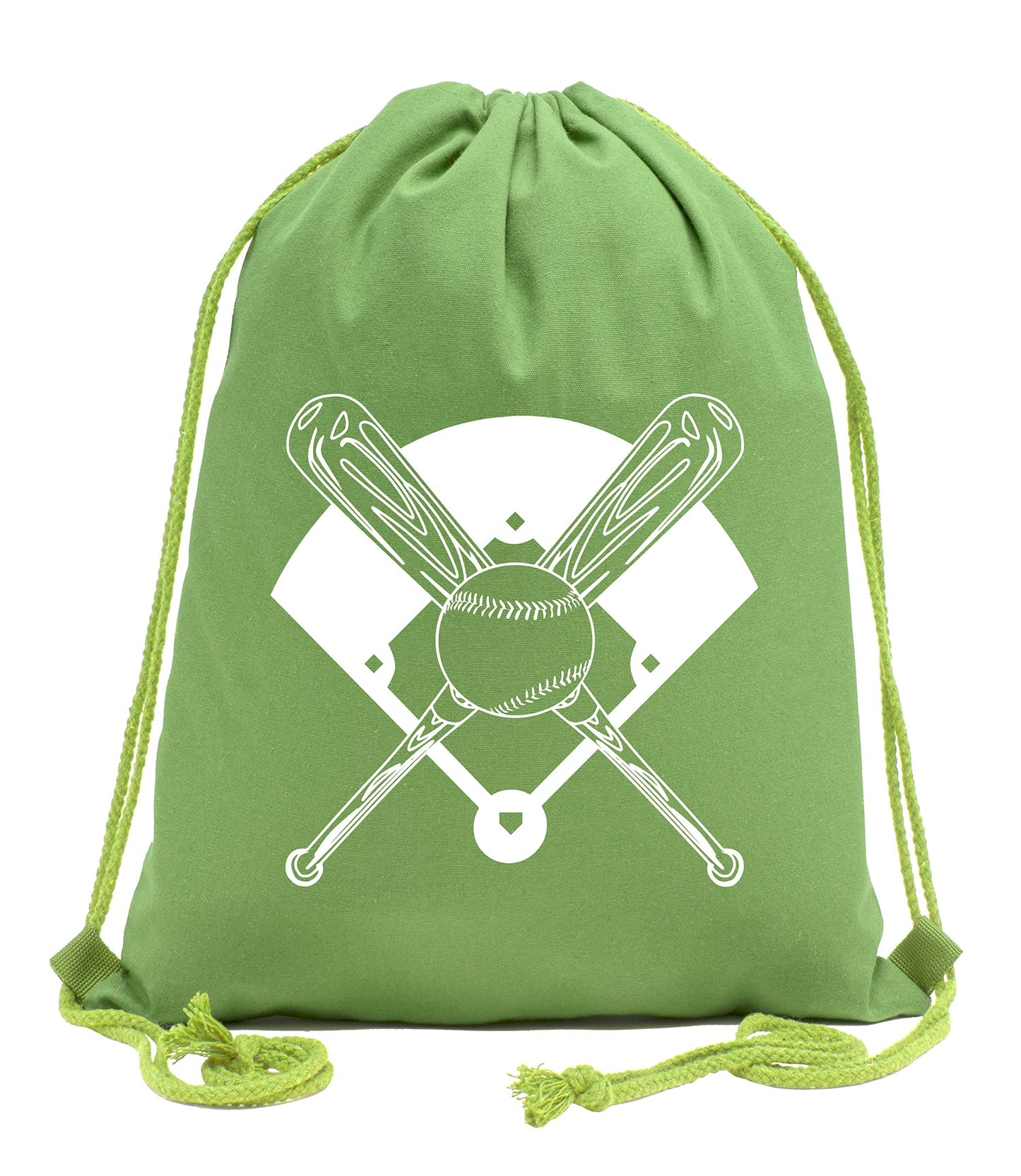 Bats, Baseball & Diamond Cotton Drawstring Bag