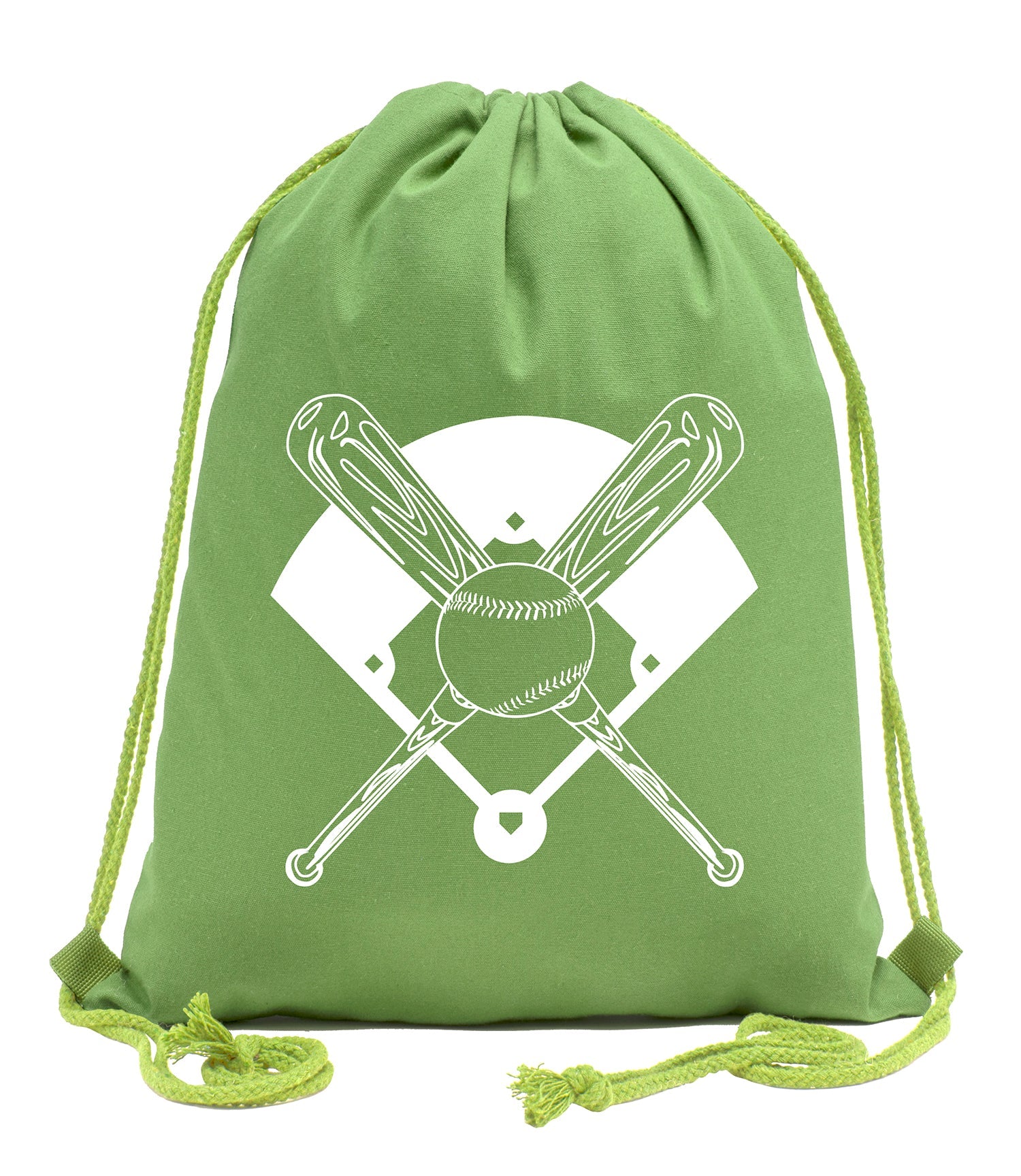 Bats, Baseball & Diamond Cotton Drawstring Bag