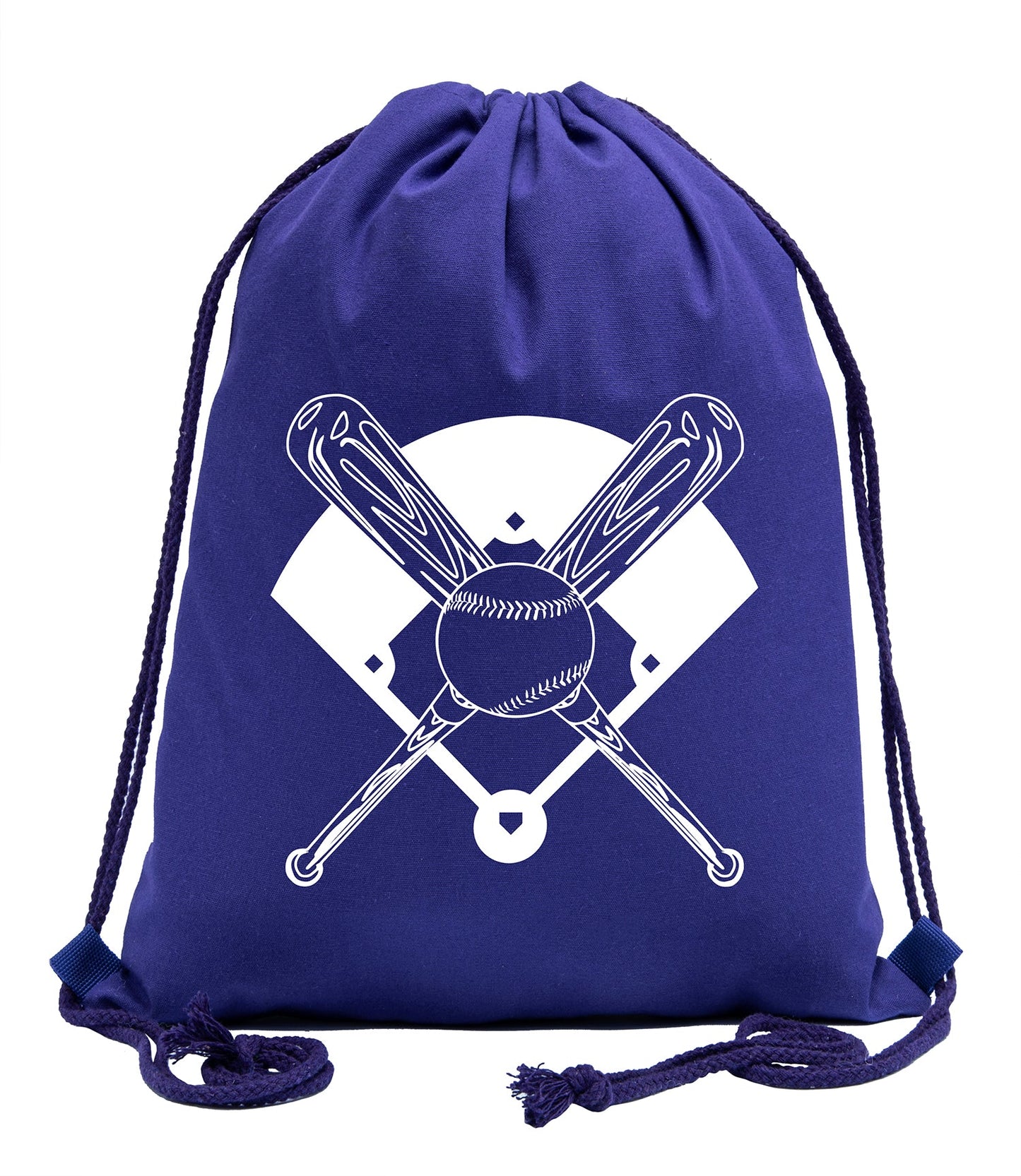 Bats, Baseball & Diamond Cotton Drawstring Bag
