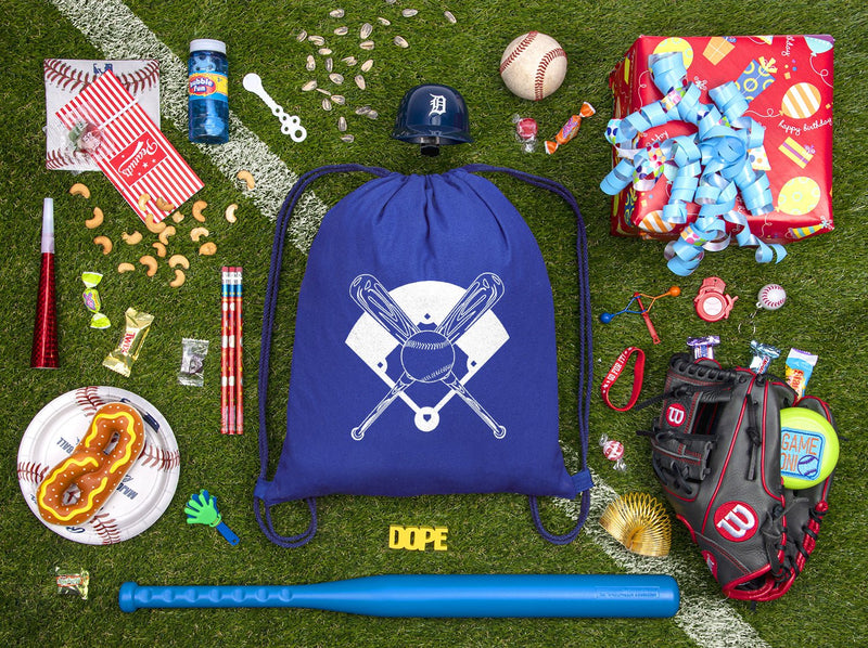 Bats, Baseball & Diamond Cotton Drawstring Bag