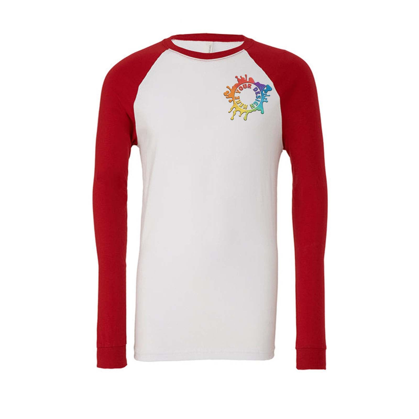 Bella + Canvas Men's Jersey Long-Sleeve Baseball Raglan T-Shirt Embroidery