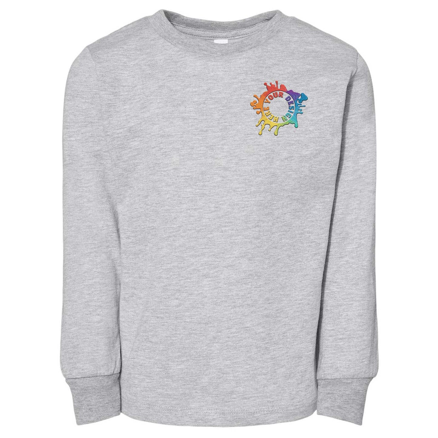 Bella + Canvas Toddler Unisex 100% Cotton Long Sleeve T-Shirt Embroidery