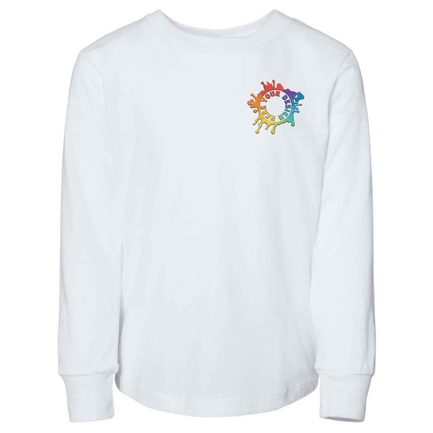 Bella + Canvas Toddler Unisex 100% Cotton Long Sleeve T-Shirt Embroidery