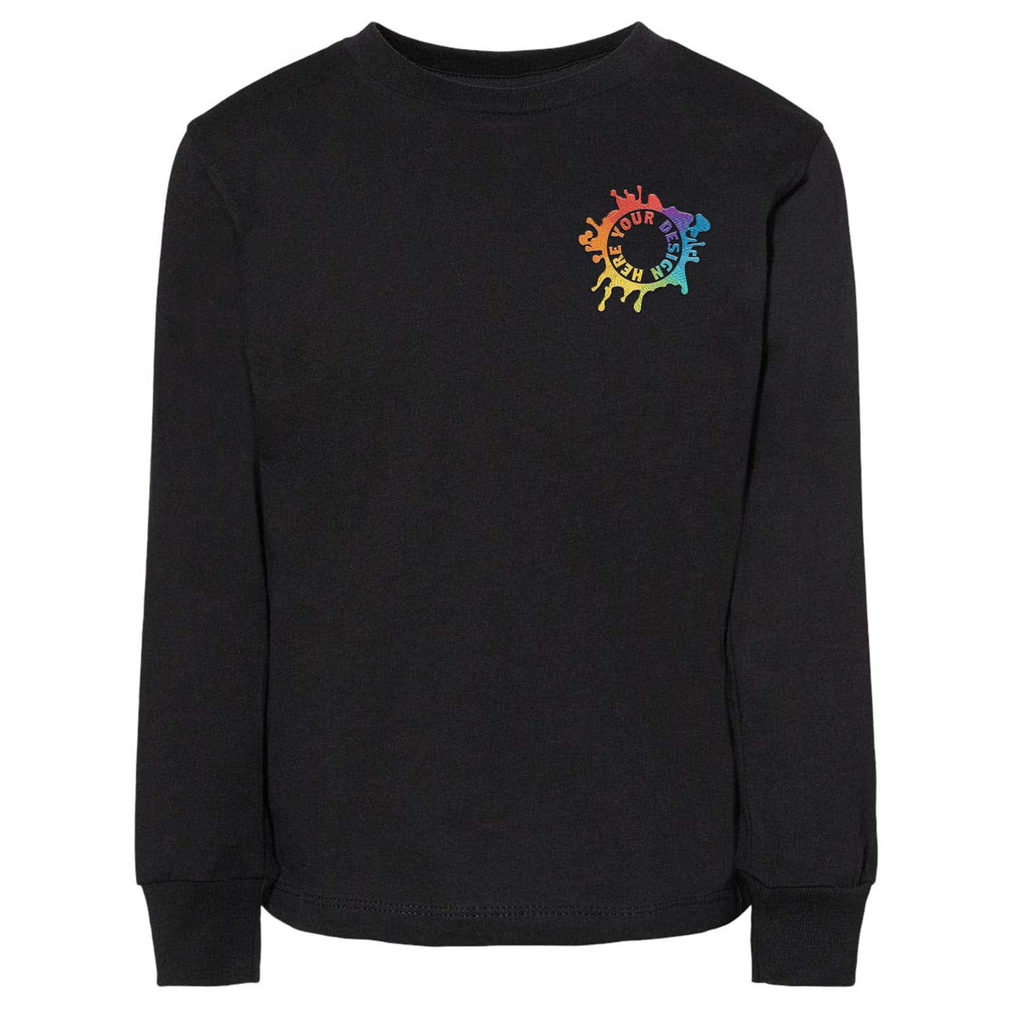 Bella + Canvas Toddler Unisex 100% Cotton Long Sleeve T-Shirt Embroidery